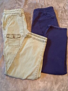 2 Pairs of Cargo Utility Cropped Ankle Pants Women’s SZ8 Army/Olive Green & Navy